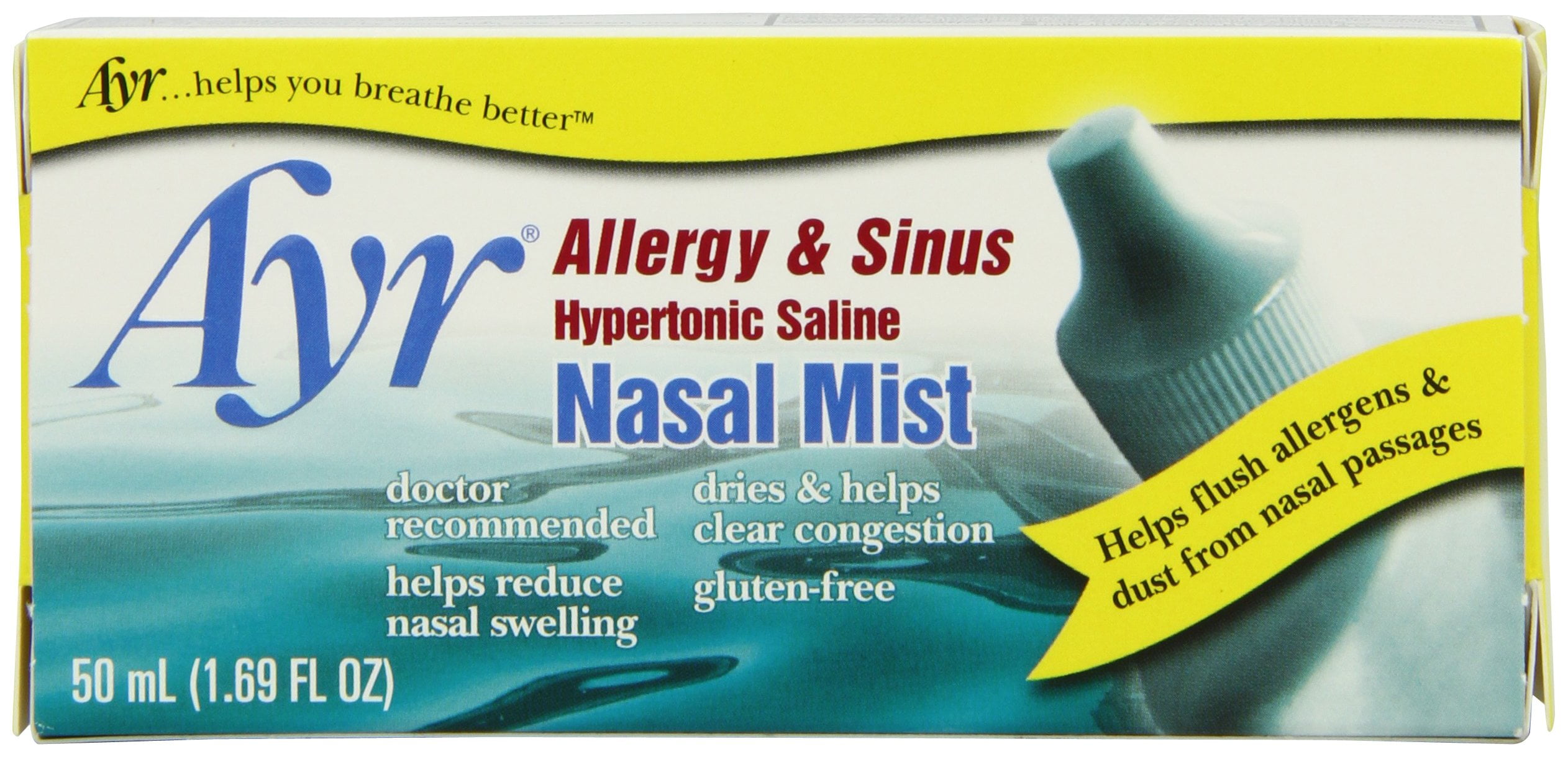 Ayr Allergy & Sinus Hypertonic Saline Nasal Mist, 1.69Ounce Spray
