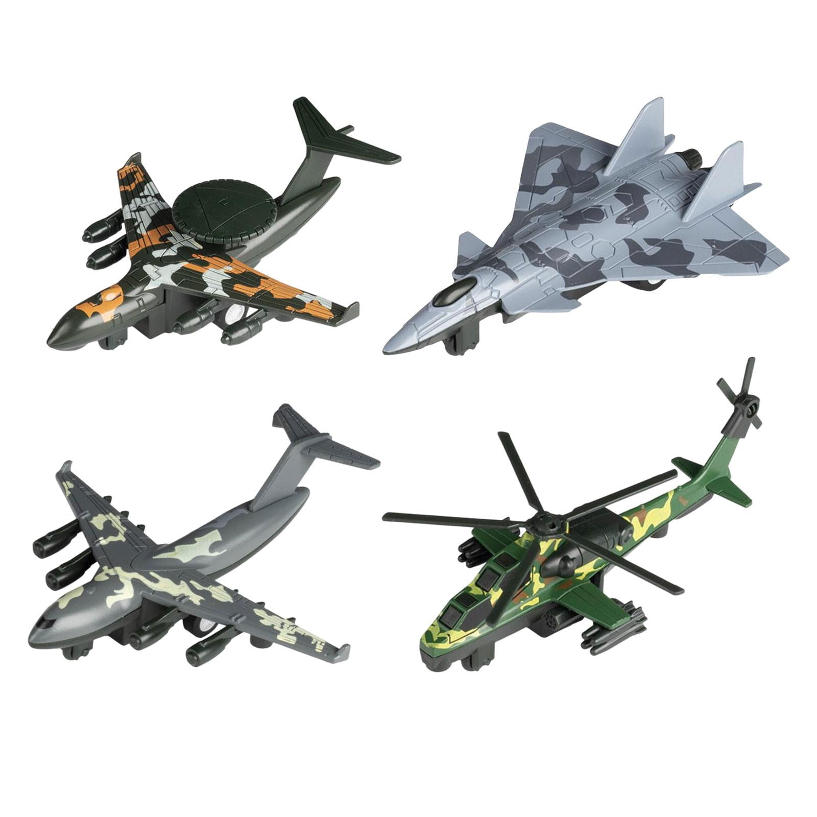 Lot De 4 Avions Jouets En Métal Moulé Sous Pression – Modèles Militaires Pull-Back – Cadeau Anniversaire Enfant Garçon Fille Dès 3 Ans