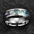 thumbnail image 4 of Unisex 8mm Natural Abalone Shell/Mother of Pearl Inlay Tungsten Wedding Ring Size 6-14, 4 of 5