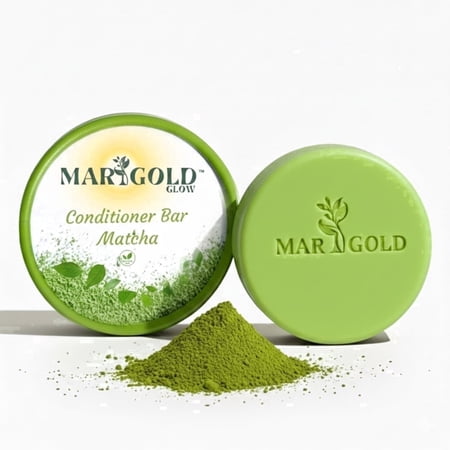 Marigold Glow Conditioner Bar with Matcha, Aloe & Hemp Seed Oil – Nourishing Hair Conditioner for Soft, Smooth & Healthy-Looking Hair 3 Ounce (Pack of 1)