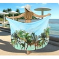 thumbnail image 4 of LA LEELA Women's Swimwear Coverups Skirt Long Beachwear Pareos Summer Wraps Beach Vacation Sarong Beach Swim Cover ups for Women One Size Blue, Palm Tree, 4 of 5