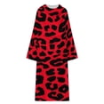 thumbnail image 5 of Animal Print Black Red Leopard Spots Bathrobe Plush Bathrobe Cozy Unisex Winter Bathrobe Warm Water Absorbent, 5 of 9