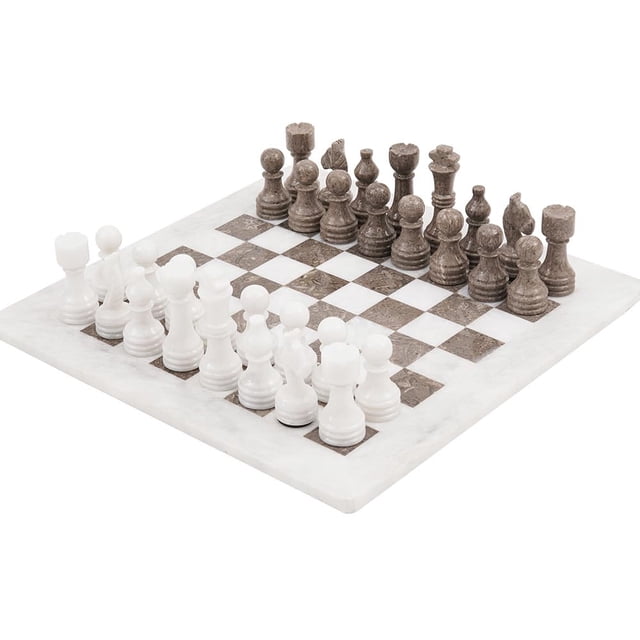 Juego de ajedrez Radicaln Marble 38 cm blanco y gris Oceanic para adultos