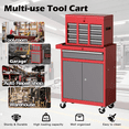 thumbnail image 6 of 7-Drawer Tool Chest with Wheels | 40'' H Rolling Tool Chest | Detachable Top Metal Tool Box | Garage Storage Cabinet for Repair Room | Rolling Tool Box with Hooks,Liners,Tray Divider | Red, 6 of 8