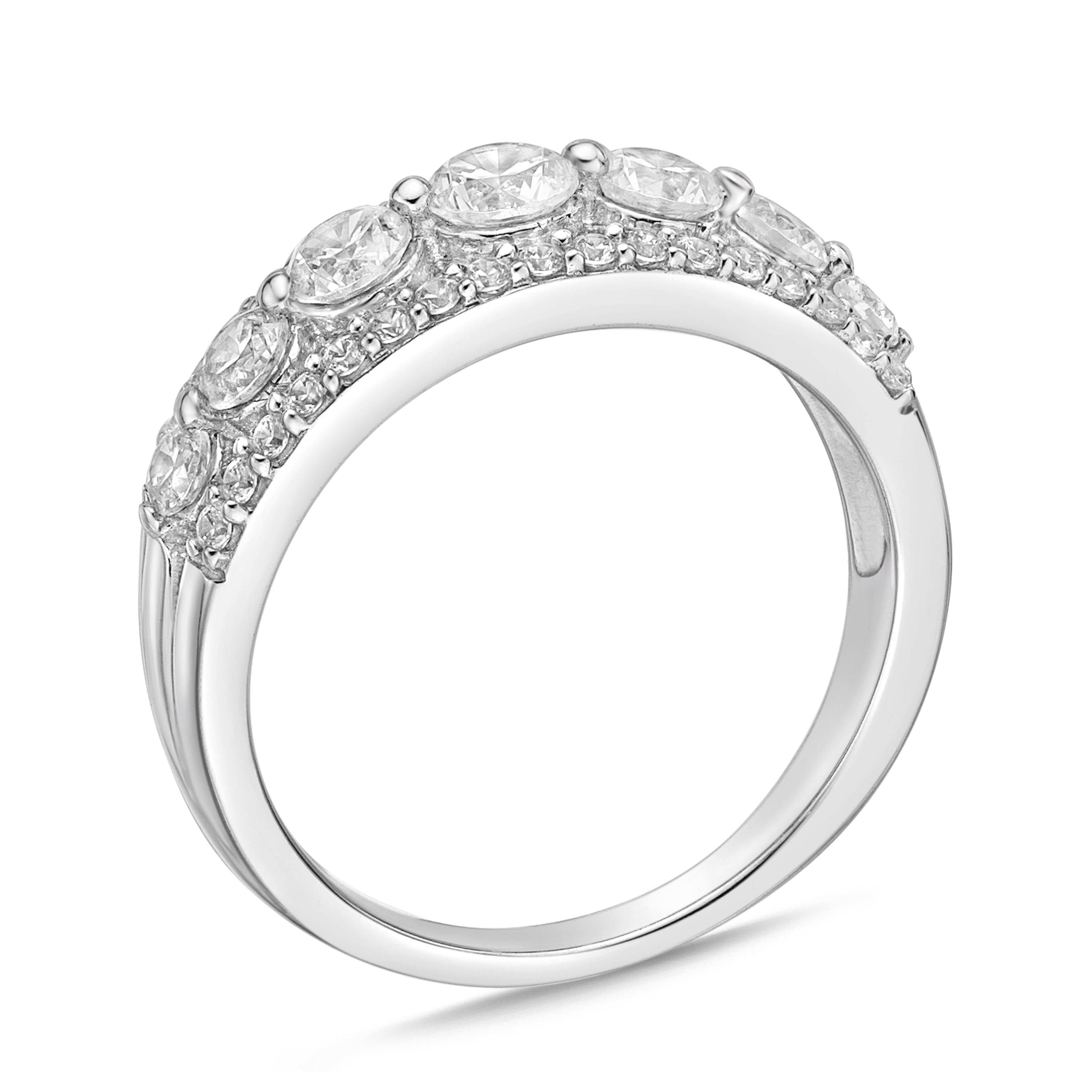 Brilliance Fine Jewelry 925 Sterling Silver Round Lab Created White Sapphire Gemstone Band Ring