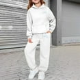 thumbnail image 2 of gcong Girls 2Pcs Outfits Bow Sweatsuit Long Sleeve Hoodie Sweatshirt Sweatpants with Pockets Youth Preppy Activewear Sets White, 2 of 7