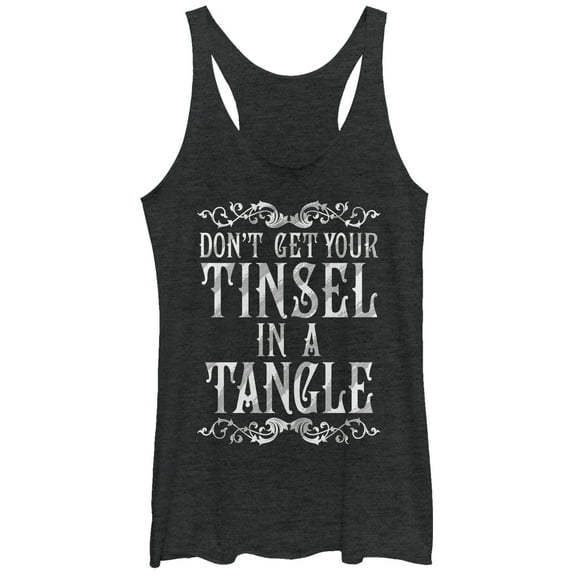 Women's Lost Gods Christmas Tinsel in a Tangle Pattern  Racerback Tank Top Black Heather Medium