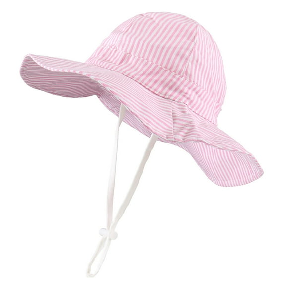 Baby Bucket Hat Pink Toddler Sun Hat for Boys and Girls UPF 50 Bucket Hat with Adjustable Strap Summer Beach Hat #6-12 Months