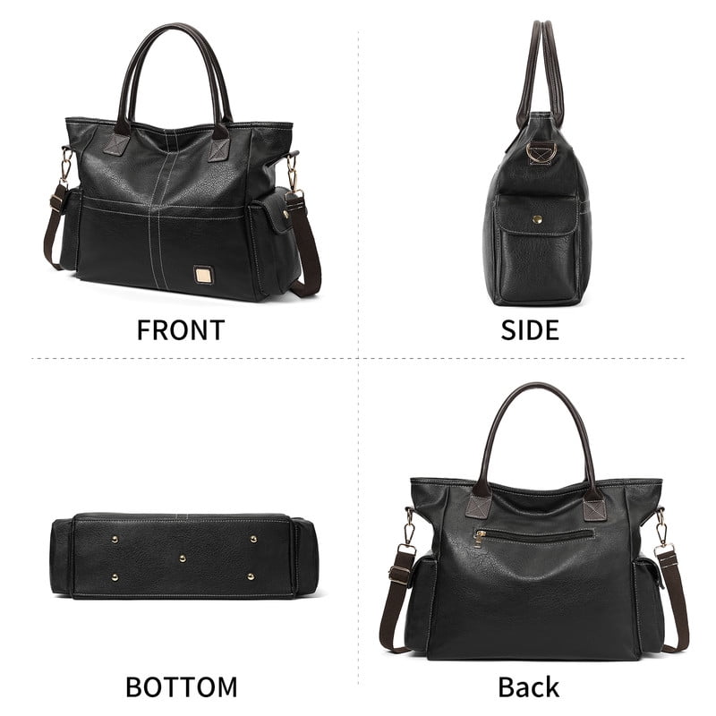 GAEKEAO Women's Shoulder Bag Plain Vintage Metal Buckle Zip Large Capacity Travel Tote Bag adjustable strap satchel Crossbody Handbag