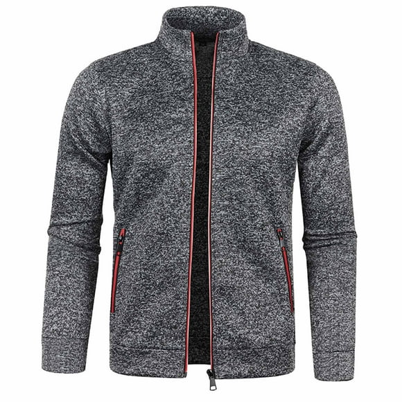 Pisexur Pulls Cardigan Homme Full Zip Up Col Montant Slim Fit Pull Casual en Tricot avec 2 Poches avant