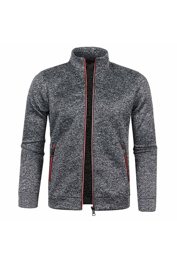 Mens Knit Sweater Coat Full Zip Fleece Lined Cardigan Sweaters Casual Regular Fit Knit Men Sweater Jacket with Pockets