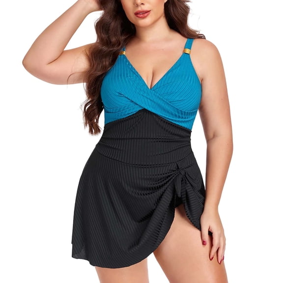 WAYUTE One Piece Swimsuit Women Plus Size Solid Color Full Coverage Summer Beachwear Figures Fit Tummy Control Bathing Suit