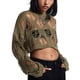 thumbnail image 1 of Top corto de punto para mujer, blusa holgada de verano con cuello redondo y manga larga, blusa calada para mujer OD verde M, 1 of 8
