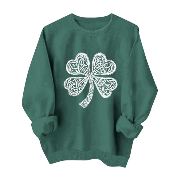 Rutainlusire Womens 2026 Trendy St. Patricks Day Printed Comfy Shirts Sweatshirts Women's Round-neck St. Patrick's Day Printed Long-sleeved Sweater Top