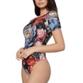 thumbnail image 2 of The Xecao Rose Flowers Women's Crew Neck Body Suit, a short-sleeved bodysuit and basic swimsuit, both comfort and style for dating and daily life, 2 of 9