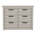 thumbnail image 3 of Xukmct 6 Drawer Dresser for Living Room, Wood Cabinet with Metal Handle, Light Gray, 3 of 8