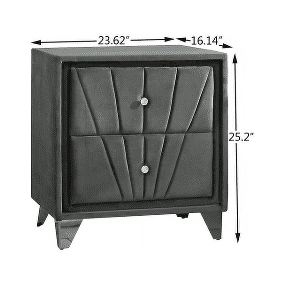 Double-Decker Nightstand, Bedside Table with Metal Legs, End Side Table for Living Room, Bedroom, Gray
