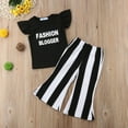thumbnail image 4 of Douhoow 1-6Y Toddler Girl Sleeveless Letter Print Tops Stripe Bell Bottom Pants Kids 2Pcs Clothes, 4 of 8