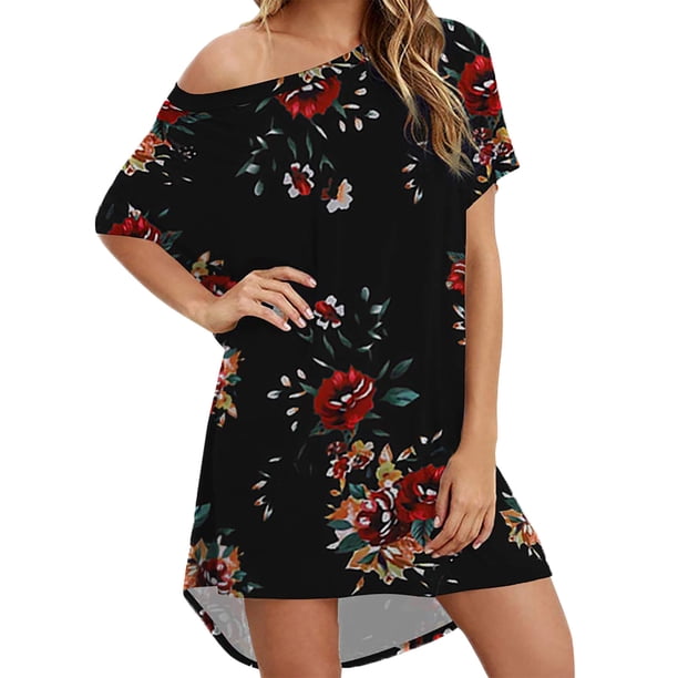 Vestido largo estampado para mujer, falda, falda de cuello redondo, vestido de mujer Fridja qw2581