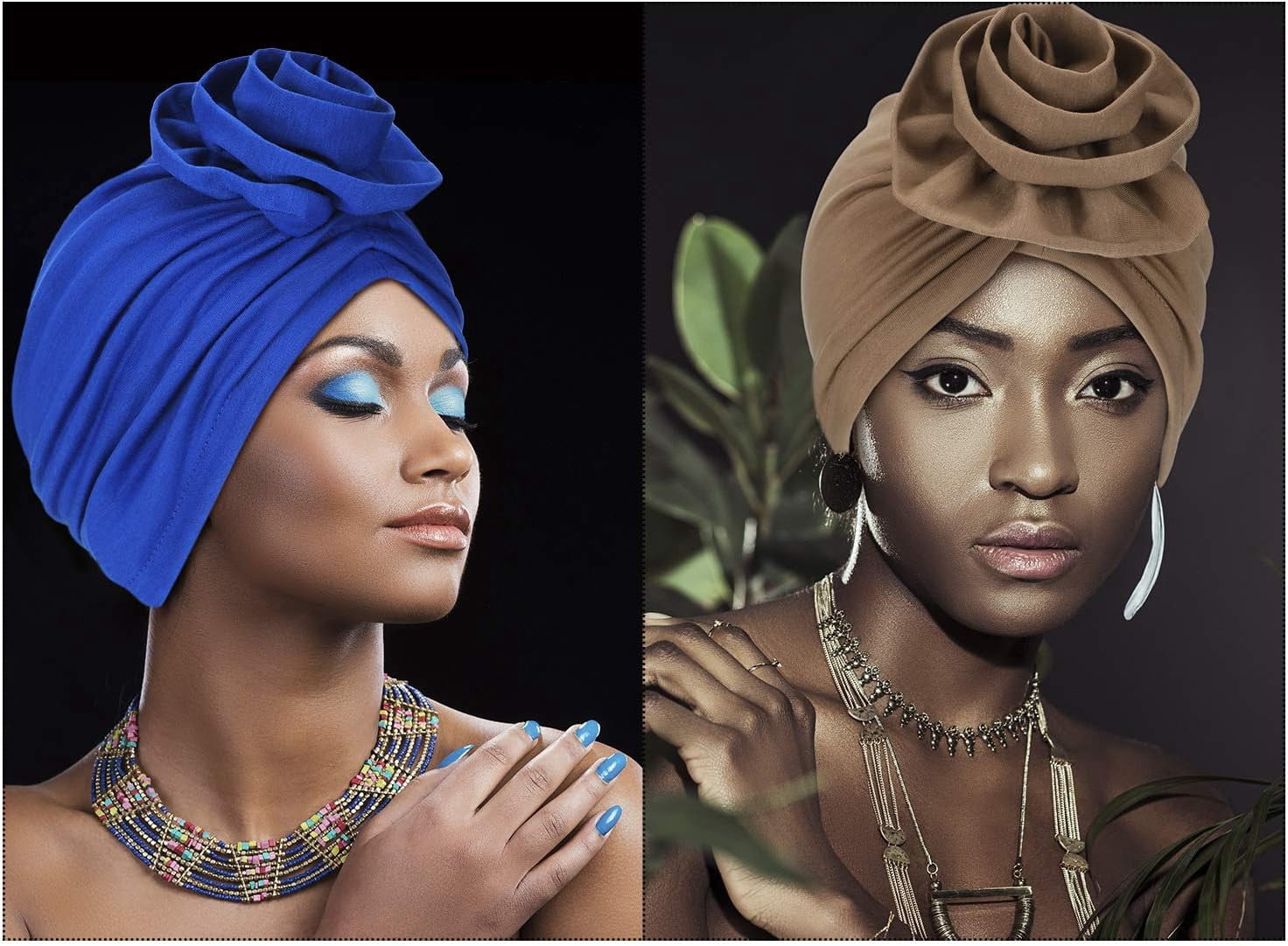 Women Turban African Pattern Headwrap Colorful Printed Pretied Flower Knot Bonnet Hat