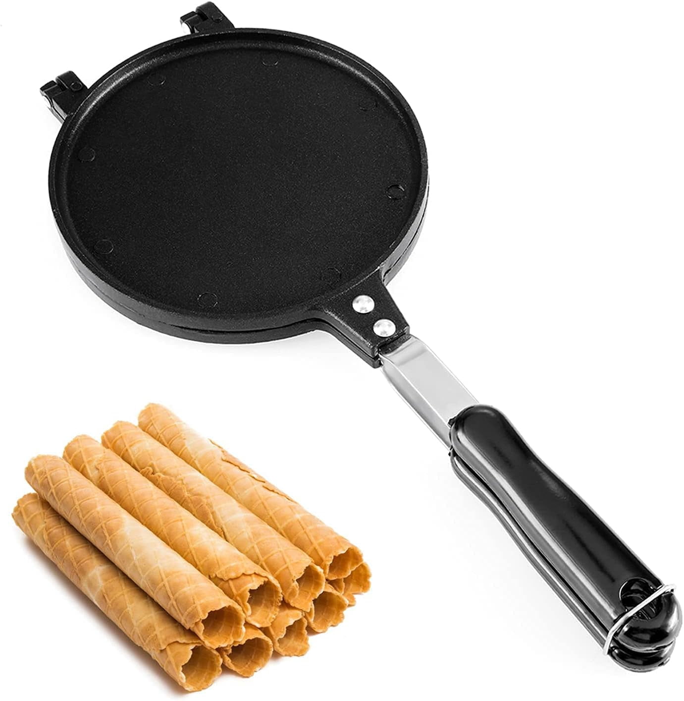 Non-Stick Waffle Cone Maker Machine for Homemade Ice Cream Rolls and Egg Waffles with Aluminum Alloy Construction
