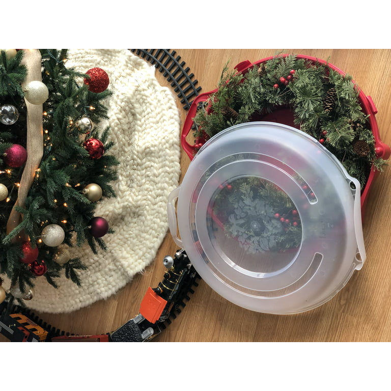 Homz 24 Inch Seasonal Holiday Christmas Plastic Wreath Storage Box, Red Set  of 3, 3pk - Gerbes Super Markets