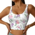 thumbnail image 2 of Haiem Rose Flower B Pattern Womens Sports Bra - U Neck Padded Low Impact Yoga Bra Workout Crop Top Gym Moisture-Wicking Workout Vest -Small, 2 of 9