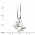 thumbnail image 2 of Sterling Silver CZ White FW Cultured Pearl Leaves 18In Neck, 2 of 2