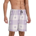 thumbnail image 2 of Sikiie Floral Purple Buffalo Plaid Mens Pajama Shorts, Lightweight Lounge Pant with Pockets Soft Sleep Pj Shorts for MenXX-Large, 2 of 6