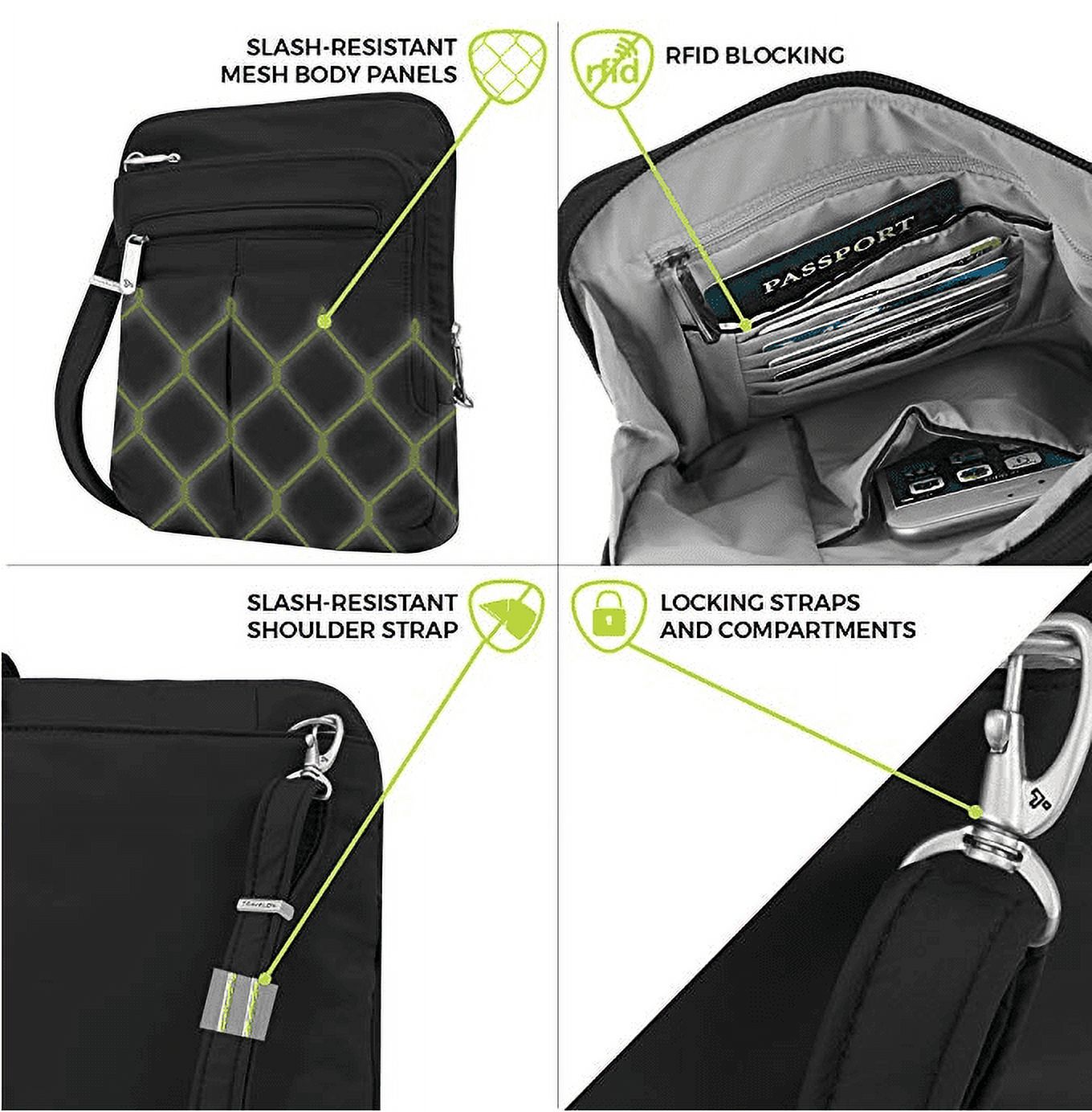 Travelon Anti-Theft Classic Lite Slim Bag, Black, One Size