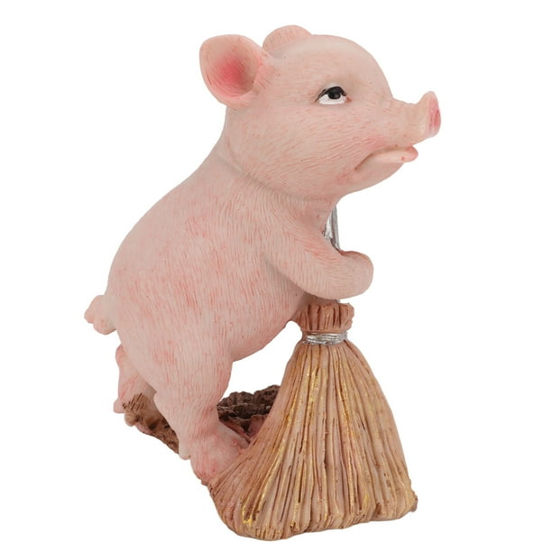 Figurita De Cerdo, Tamaño En Miniatura, Resina Duradera De Primera , Diseño De Barrido De Suelo, Figura De Cerdito De Estilo Campestre
