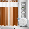 thumbnail image 2 of No Hook Shower Curtain, Burnt Orange Beige Striped Shower Curtains for Bathroom with See Through Top Window, Modern Farmhouse Retro Lines Waterproof & Washable Bath Curtain Stall 48"x72", 2 of 9
