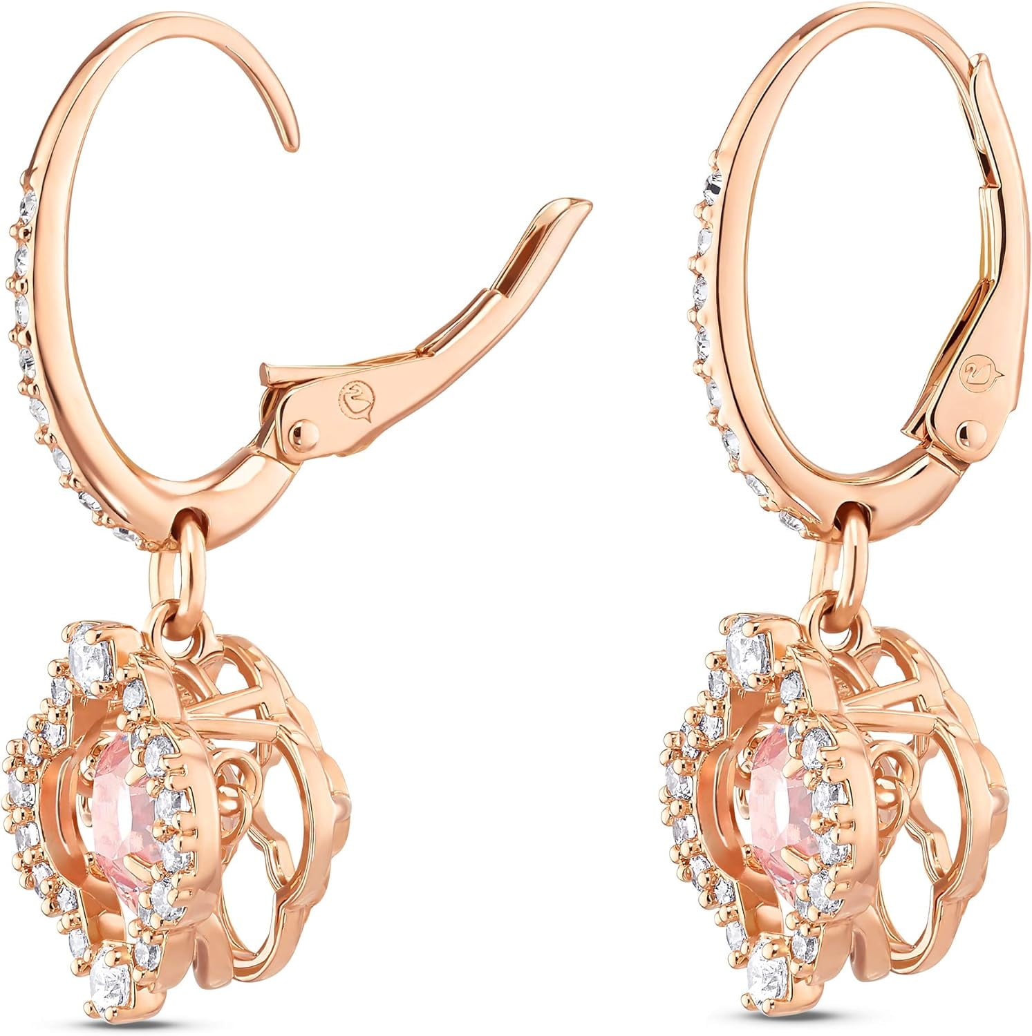 Swarovski Rose-gold Tone Plated Sparkling Dance Clover Pierced Earrings
