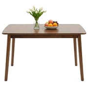 Noble House 47 Solid Wood Dining Table, Rectangular Mid-Century Kitchen Table with Rounded Corners, Walnut