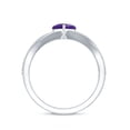 thumbnail image 3 of Rosec Jewels Heart Shape Amethyst Solitaire Crossover Ring with Diamond (6 mm), 10K White Gold, US 6.00, 3 of 9
