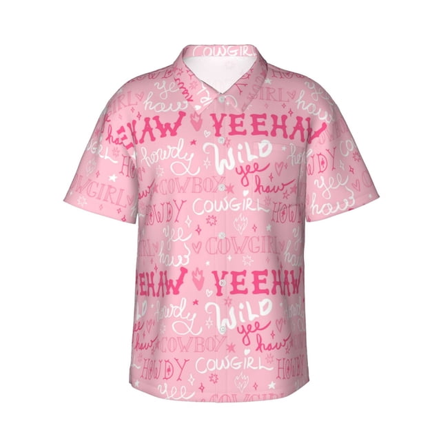 Balery Western Cowgirl Camisas hawaianas de manga corta para hombre, camisas playeras de corte holgado, camisas de vacaciones con botones,Large