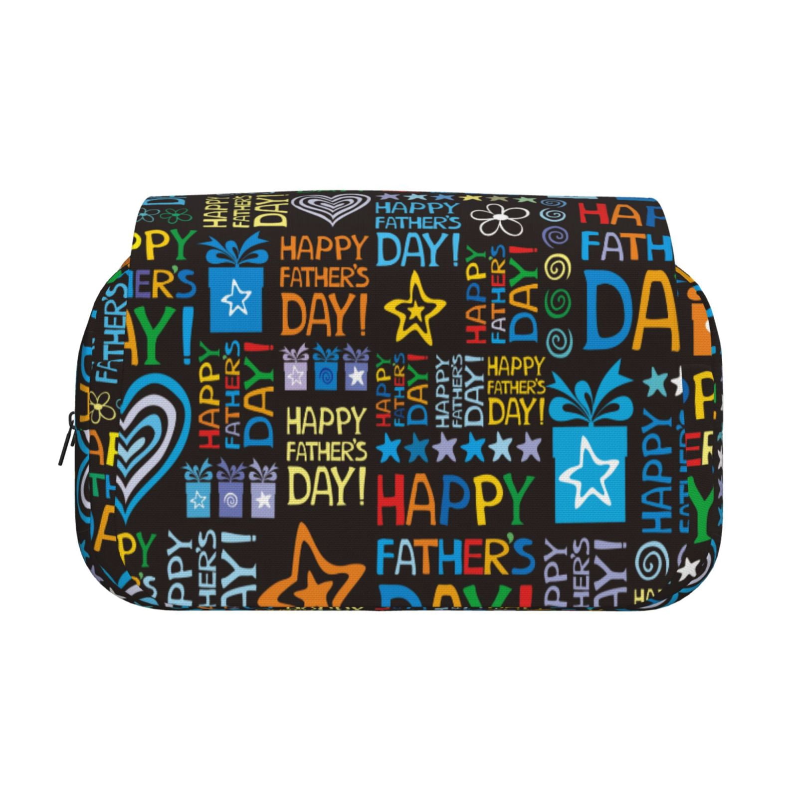Rateoe Happy Father Day Pattern Double Clamshell Pen Case, Storage Organizer with Two Zipper Compartments– Holds Up to 50 Pencils & Pens