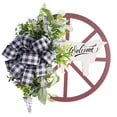 thumbnail image 2 of Suncoda Christmas Wreath, Cow Wheel Wreath Welcome Decorative Pendant Outdoor Courtyard Welcome Wooden Plaque Wreath Hanging, Christmas Ornament, 2 of 8