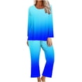 thumbnail image 2 of pimelu Two Piece Sets for Women Womens Pajamas Sets Trendy Gradient Print Lounge Sets Homewear Outfits Long Sleeve Top and Capris Pants Loungewear Sets, 2 of 5