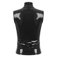 thumbnail image 5 of iiniim Woman's Shiny Patent Leather Metallic Sleeveless Zipper Front Turtleneck Shirt Size S-5XL A Black 5XL, 5 of 7