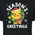thumbnail image 3 of Pokémon - Pikachu Seasons Greetings - Juniors Cropped Cotton Blend T-Shirt, 3 of 5