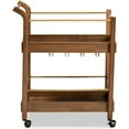 thumbnail image 2 of Baxton Studio Tahir Modern and Contemporary Walnut Brown Finished Wood and Antique Gold Finished Metal 2-Tier Mobile Bar, 2 of 5