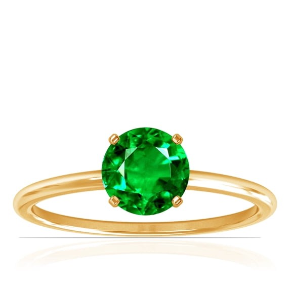 GemsNY May Birthstone - Dainty Round Four Prong Emerald Solitaire Ring (0.50cts.)