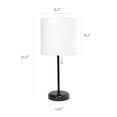 thumbnail image 5 of Simple Designs 19.5" 2-Pack Black Stick Table Lamp Set with Charging Outlet, White Shades, 5 of 9