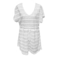 thumbnail image 4 of Swimsuit Coverup for Women Short Sleeve V Neck Lace Eyelet A Line Mini Dress Beach Cover Up Bathing Suit Dress, 4 of 5