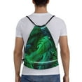 thumbnail image 2 of Drawstring Backpack, Men Ladies Waterproof Sports Backpack Gym Bag-Tropical Green Leaves Pattern-Medium Size, 2 of 8