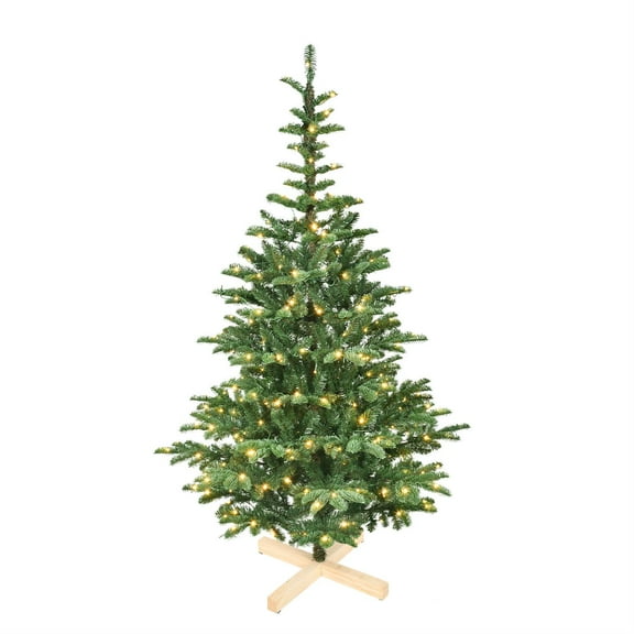 Demi Bonn 8ft Tall LED Christmas Tree with 1307PE/PVC Mixed Branch Tips & Hinged Foldable Base, for Indoor Decorations, Green