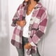 thumbnail image 1 of ICHUANYI Liquidación Chaquetas informales con cuello vuelto y estampado a cuadros de manga completa para mujer ICHUANYI WER202308257454, 1 of 6