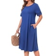 thumbnail image 3 of WellSize Plus Size Dresses for Women Summer Crew Neck Short Sleeve Sundresses Casual Beach Midi Dresses with pockets, 3 of 7