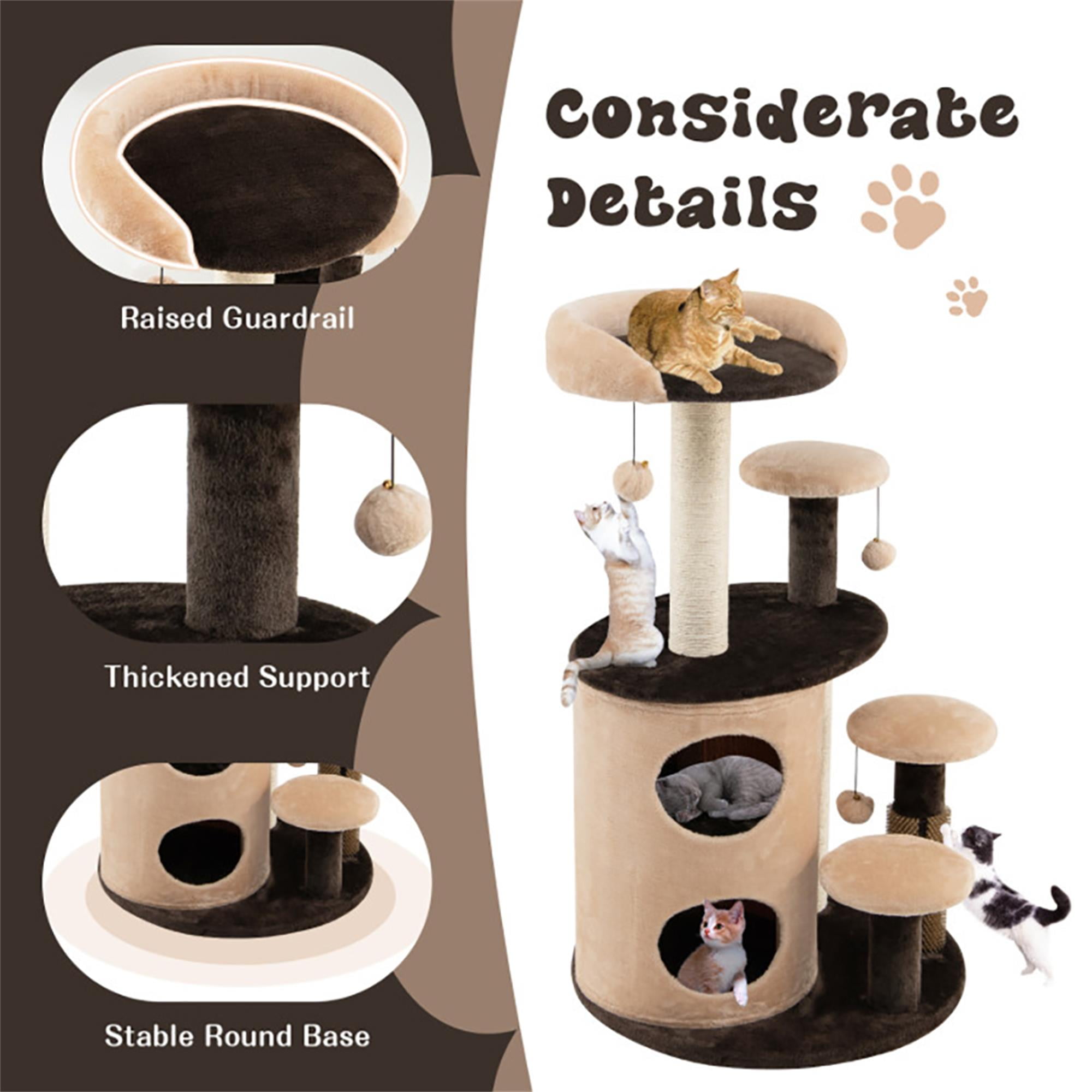 Kadyn 40" Cat Tree for Indoor Cats, Plush Cat Tower with 2-Tier Cat-Hole Condo, Perch and Sisal for Kittens, Brown